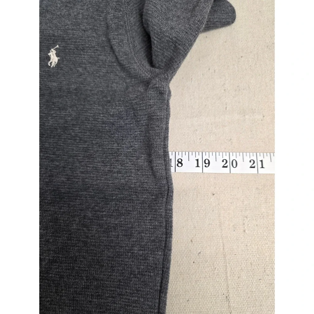 Polo Ralph Lauren Mens Grey Waffle Knit V-Neck Thermal Sleep Shirt Medium‎